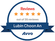 Avvo badge with 5-star rating for Lubin Choon An, 35 reviews