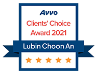 Avvo Clients' Choice Award 2021 badge with 5 stars for Lubin Choon An