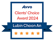 Avvo Clients' Choice Award 2024 badge with 5 stars for Lubin Choon An